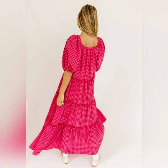 ZOCO EXCLUSIVE Daymaker Dress Pink Gingham Maxi Dress Size S - Picture 9 of 14